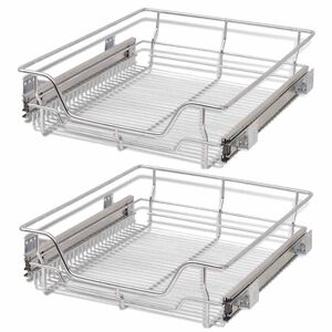 vidaXL Coșuri din s&acirc;rmă retractabile, 2 buc., argintiu, 500 mm
