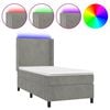 vidaXL Pat continental cu saltea & LED, gri deschis, 80x200 cm catifea