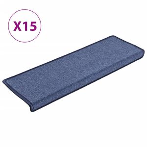 vidaXL Covorașe pentru scări, 15 buc., 65x21x4 cm, margini dreptunghiulare albastre