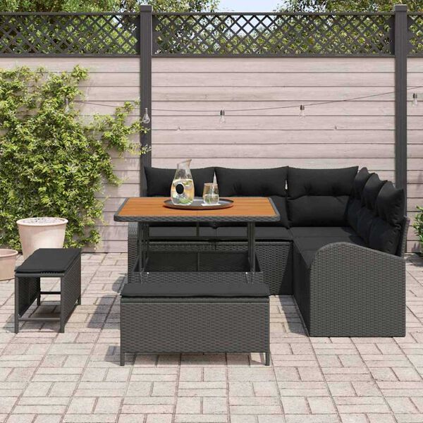 vidaXL Set de canapele pentru grădină cu pernă cu pernă 8 pcs Negru