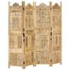 vidaXL Paravan cameră sculptat manual 4 panouri 160x165 cm mango