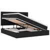 vidaXL Pat cu LED și saltea Negru 160 x 200 cm Țesătură