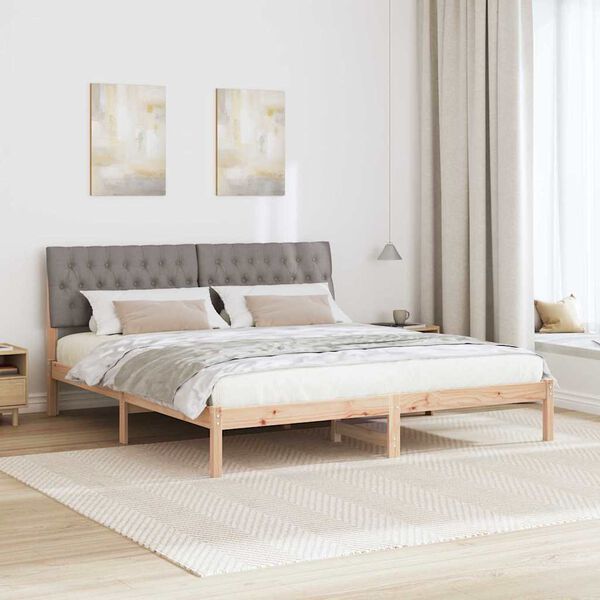 vidaXL Cadru de pat cu tăblie tapițată cu headboard Maro 180 x 200 cm