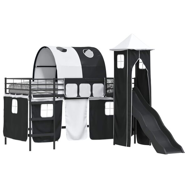 vidaXL Cadru de pat supraetajat pentru copii Negru 79,5 x 200 cm Metal