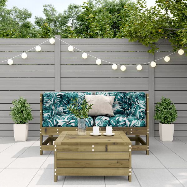 vidaXL Set mobilier de grădină cu perne, 3 piese, lemn de pin tratat