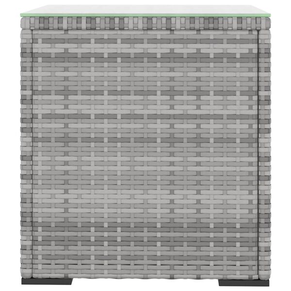 vidaXL Masă laterală, gri, 40x37x40,5 cm poliratan/sticlă securizată