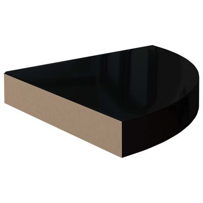 vidaXL Raft colțar de perete, negru extralucios, 25 x 25 x 3,8 cm, MDF