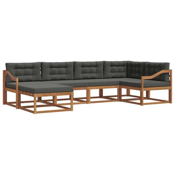 vidaXL Set de canapele de exterior cu pernă 6 pcs Natural și Antracit