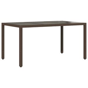 vidaXL Masă de grădină cu blat din sticlă maro 150x90x75 cm, poliratan