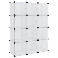 vidaXL Organizator cub de depozitare cu uși, 12 cuburi, transparent PP