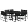 vidaXL Set mobilier de grădină, 9 piese, cu perne, negru, textilenă