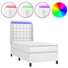 vidaXL Pat cu arcuri, saltea și LED, alb, 90x190 cm, piele ecologică