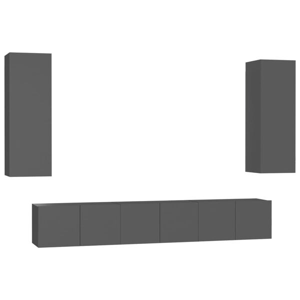 vidaXL Set dulapuri TV, 5 piese, gri, lemn prelucrat