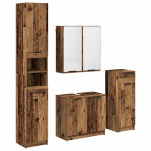 vidaXL Set de mobilier pentru baie 4 pcs Lemn vechi Lemn compozit