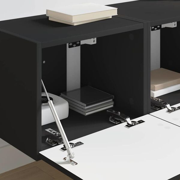 vidaXL Dulap TV de perete 2 pcs Negru 60 x 31 x 29.5 cm Lemn compozit