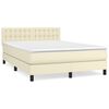 vidaXL Pat box spring cu saltea, crem, 140x200 cm, piele ecologică