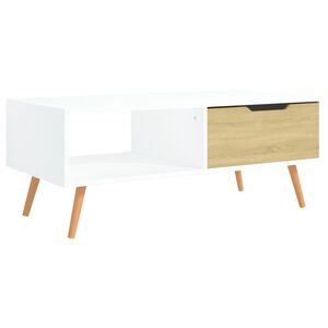 vidaXL Măsuță cafea, alb&stejar sonoma, 100x49,5x43 cm, lemn prelucrat