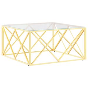 vidaXL Masă de cafea, 80x80x40 cm, oțel inoxidabil și sticlă