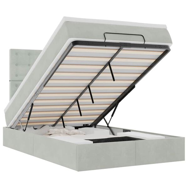 vidaXL Cadru de pat otoman cu saltele Gri deschis 120x200cm catifea