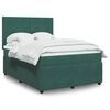 vidaXL Pat box spring cu saltea, verde &icirc;nchis, 160x200 cm, catifea
