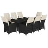 vidaXL Set mobilier de grădină cu perne, 9 piese, negru, poliratan