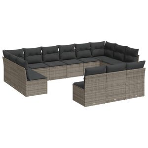 vidaXL Set mobilier de grădină cu perne, 13 piese, gri, poliratan