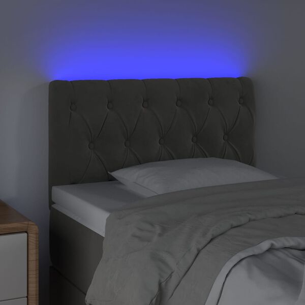 vidaXL Tăblie de pat cu LED, gri închis, 80x7x78/88 cm, catifea