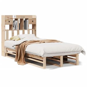 vidaXL Pat cu bibliotecă fără saltea, 90x190 cm, lemn masiv de pin