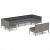vidaXL Set mobilier de grădină cu perne, 9 piese, gri, poliratan