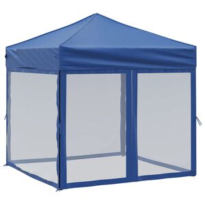 vidaXL Cort pliabil pentru petrecere, pereți laterali, albastru, 2x2 m
