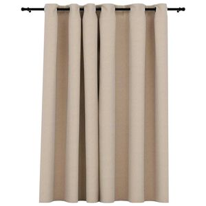 vidaXL Perdea opacă, aspect p&acirc;nză, cu ocheți, bej, 290x245 cm