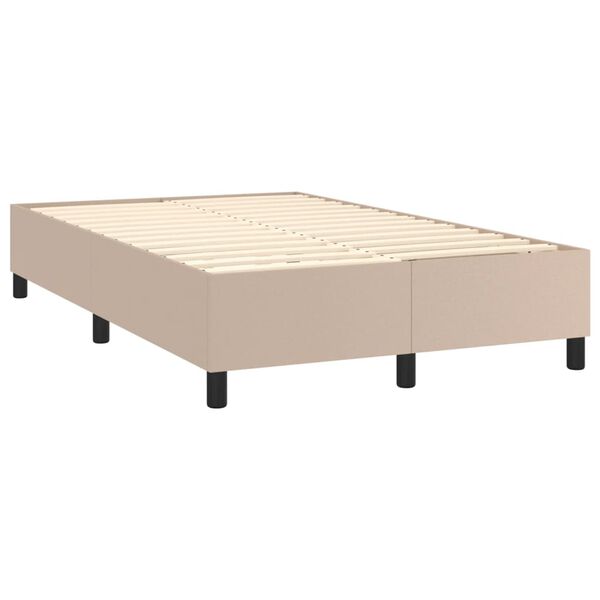 vidaXL Pat box spring cu saltea, cappuccino, 120x200cm piele ecologică