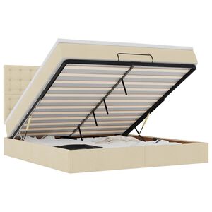 vidaXL Cadru de pat otoman cu saltea crem 160x200cm stofa
