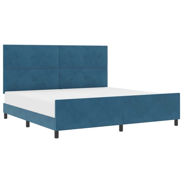 vidaXL Pat cu arcuri cu headboard Albastru &icirc;nchis 200 x 200 cm Catifea
