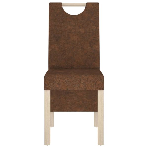 vidaXL Scaune de bucătărie, 2 buc., maro, piele &icirc;ntoarsă ecologică