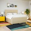 vidaXL Pat box spring cu saltea, crem, 200x200 cm, textil