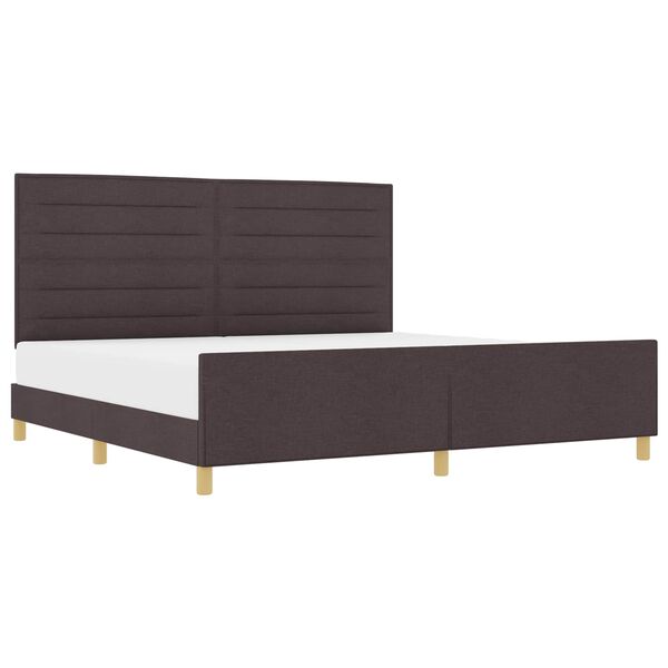 vidaXL Cadru de pat cu headboard Maro &icirc;nchis 200 x 200 cm țesătură