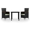 vidaXL Set mobilier de grădină cu perne, 3 piese, negru