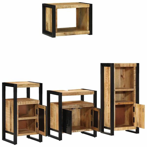 vidaXL Set de mobilier pentru baie 4 pcs Maro Lemn de mango solid