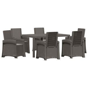 vidaXL Set de masă pentru grădină 7 buc. Gri deschis PP