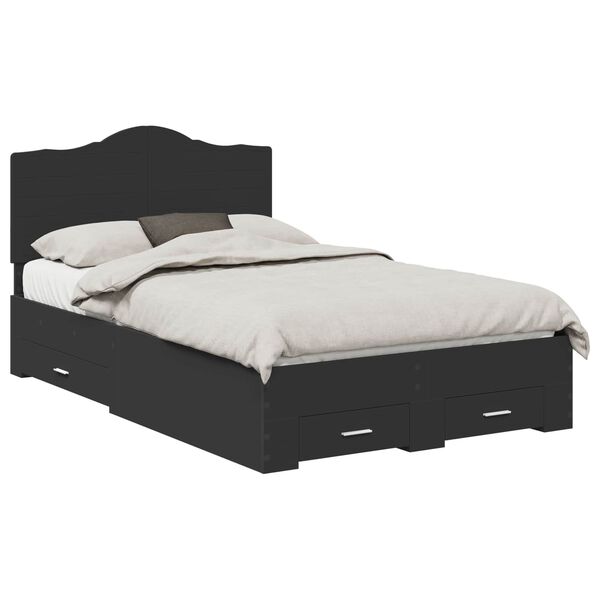 vidaXL Cadru de pat cu headboard Negru 120 x 200 cm Lemn compozit