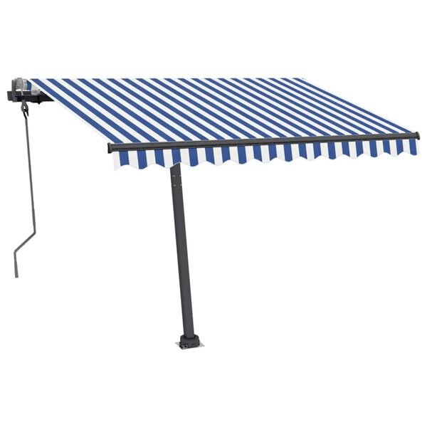 vidaXL Copertină retractabilă manual cu LED albastru și alb 300x250 cm