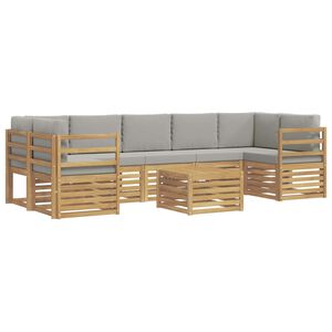 vidaXL Set de canapele de exterior 8 buc. Alb și gri deschis Poliester