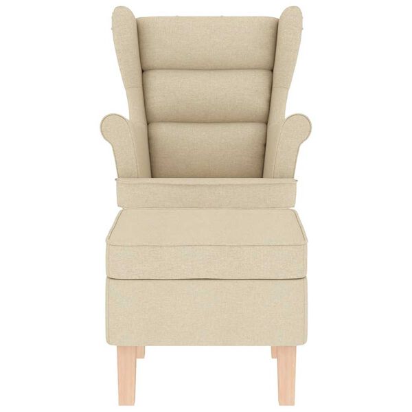 vidaXL Scaun balansoar cu taburet, crem, material textil