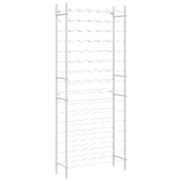 vidaXL Suport sticle de vin pentru 96 sticle,alb, metal