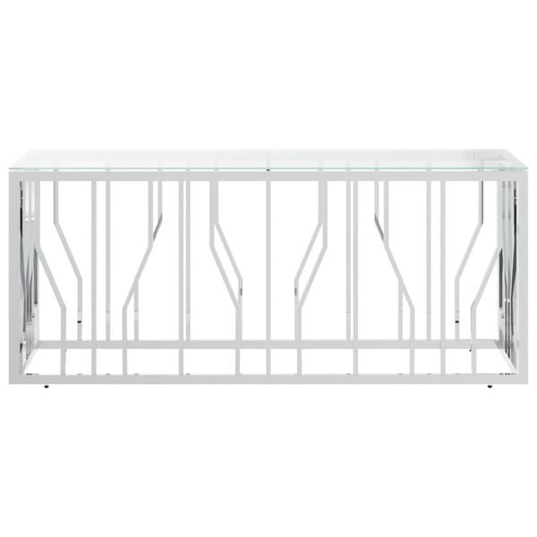 vidaXL Masă de cafea, 110x45x45 cm, oțel inoxidabil și sticlă