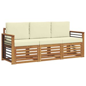 vidaXL Seturi de canapele 3 pcs Natural și Crem Lemn Solid de Acacia