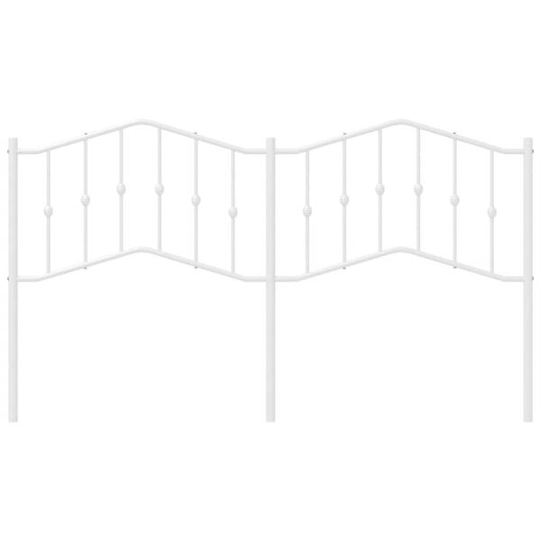 vidaXL Tăblie de pat metalică, alb, 180 cm