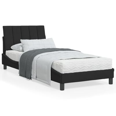 vidaXL Cadru de pat cu lumini LED, negru, 90x190 cm, catifea