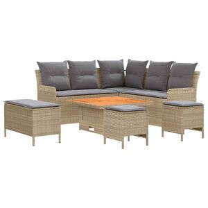 vidaXL Seturi de mobilier cu pernă 7 pcs Beige și gri deschis Ratan PE